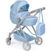 JC Toys - Carrello pieghevole per bambole fino a 45 cm, cestino, tettuccio, borsa da passeggio, manubrio regolabile, navicella rimovibile, ideale per giocare e passeggiare, blu, progettato da