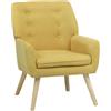 Totò Piccinni Poltrona Poltroncina LIVIA in Tessuto Imbottito con piedini in legno (Tessuto Giallo Senape)