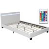 Juskys letto imbottito Verona da 120x200 cm in bianco - Letto con illuminazione LED, rete a doghe e testata - Struttura moderna con rivestimento in similpelle