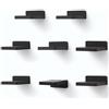 PHOENANCEE Set di 8 Piccoli Ripiani Galleggianti da Parete, in Legno, Quadrati per Piccoli Oggetti, Mini Mensole da Appendere, 10,2 x 10,2 x 4 cm(Nero Rustico)