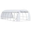 Outsunny Serra da giardino 18 m² dom. 6L x 3L x 2H m con porta + pareti laterali con cerniera arrotolabili, 12 finestre, acciaio PE ad alta densità 140 g/m² anti-UV, bianco