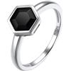Silvora Anello Donna Diamante Nero Zircone AAA Esagonale Rotondo da Un Carato Esagonale Anello Classica in Argento Sterling S925 per Fidanzamento e Matrimonio Compleanno