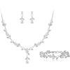 EVER FAITH Set di gioielli da sposa per damigella d'onore Teardrop Cubic Zirconia foglia di vite prom collana orecchini pendenti set bracciale donna, cubica