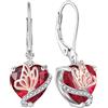 YL Orecchini Farfalla Cuore in argento 925 con Orecchini rubino in pietra di nascita di luglio per donna