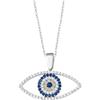 MYSTIC JEWELS - Collana 925 in argento sterling; protezione male per gli occhi, collana con ciondolo a forma di occhio turco con zirconi, a forma di occhio, gioielli portafortuna per le donne, 40 + 5