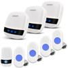 Liotoin Pulsante di Chiamata Wireless, LIOTOIN Cercapersone con LED in Portata Fino a 180m Impermeabile Sistema di Assistenza per Anziani Pazienti Disabili Casa Ospedale (5 Trasmettitori 3 Ricevitori)