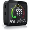 Brandson - Misuratore di CO2 misurazione dell'anidride carbonica PPM - Allarme - Sveglia con Funzione Snooze - Temperatura, Ora, umidità - Batteria Ricaricabile Integrata - Nero
