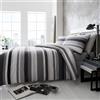 Happy Linen Company Set copripiumino - double face con fantasia a righe - nero/antracite - Una piazza e mezza