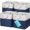 OrganiHaus Set di 4 Cubi Scatole Portaoggetti 28x28, Cestini Portaoggetti in Tessuto con Manici in Corda, Cubi Portaoggetti Pieghevoli per Libreria Kallax, Cestino per la Cameretta. Blu navy