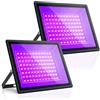 GGTU 100W Luce Nera, Lampada UV e Black Light, IP66 Impermeabile, Per Decorazioni di Halloween, Natale, Resina UV Indurita, Pitturas del Corpo, Feste Neon (2 Pezzi)