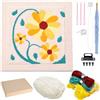 Allazone Punch Needle Kit Telaio Ricamo Starter Kit Quadrata Kit di Ricamo per Aghi da Punzonatura con Flower Pattern, Penna per Adulti Principianti (Beige e Giallo)
