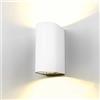 Zeitnet Inc. Lampada da parete LED, applique per esterni, include 2 lampadine GU10 da 8W, plafoniera da parete per esterni, luce bianco freddo 6500K , 1200Lm, lampada a muro in metallo bianca, Protezione IP65
