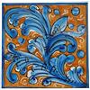 Sicilia Bedda - PIASTRELLA IN CERAMICA SICILIANA - Realizzata e Dipinta a Mano - 15 x 15 x 0.8 CM (Maiolica Blu Arancione)