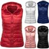 IQYU Giubbotto trapuntato da donna con cappuccio corto senza maniche in piumino, nero, gilet trapuntato, gilet leggero, invernale, taglie forti, gilet da donna, ultraleggero, giacca invernale trapuntata,