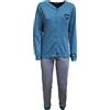 Coconuda Pigiama Donna Caldo Cotone Interlock Lungo Invernale 515. Blu-Pietra M