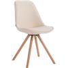 CLP Sedia Pranzo Design Rosa Laval in Similpelle I Sedia Scandinava Soggiorno Imbottita in Legno di Faggio Gambe Tonde, Colore:Crema, Colore del Telaio:Natura