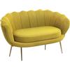 HOMCOM Divanetto 2 Posti in Tessuto Effetto Velluto, Piccolo Divanetto Vintage con Braccioli, Moderno, Seduta Imbottita per Camera da Letto e Soggiorno, 130x77x77cm, Giallo