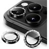 JETech Pellicola Fotocamera per iPhone 16 Pro 6,3 Pollici e iPhone 16 Pro Max 6,9 Pollici, Glitter Scintillant 9H Vetro Temperato Anello Metallico Individuale Cover, HD Chiaro, 1 Set (Nero)