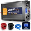 Starkbaer 2000W/4000W Inverter 12V 220V Onda Pura, Trasformatore 220V 12V, Convertitore per Auto, Con schermo LCD, telecomando, presa CA e USB-C. Per camper, auto, solare, campeggio e blackout [Classe A+]