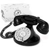 Opis Technology OPIS FunkyFon cable: Telefono fisso casa vintage con disco, telefono antico per linea fissa, stile retrò classico Nero