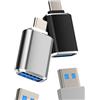 Kefiany Adattatore USB C a OTG (2Pack)per Apple iPhone iPad Type Maschio USB 3.0 Femmina Tipo Cavo Adattatori Adapter Chiavetta Convertitore MacBook compatibile per Samsung Android Cellulare Connettore tp-OTG