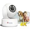 Ctronics 4K 8MP Telecamera di per interni, 5GHz Wi-Fi, Tracciamento automatico, Rilevamento AI persone/animali domestici, 360° PTZ da PC, 24/7, Archiviazione su cloud e scheda TF da 256 GB, FTP/NVR