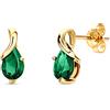 Orovi Orecchini Donna Oro Giallo 14KT Orecchini a Lobo con Smeraldi verde a goccia, gioiello anallergico confezionato in un elegante astuccio portagioie