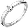 Miore Anello Donna Solitario Anello di Fidanzamento Diamanti taglio Brillante ct 0.05 Argento 925