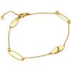 Miore Bracciale Donna Oro Giallo, Oro Vero 9Kt 375, Catenina anallergica con Due cerchi in Oro e Due piastre lucide in oro. Braccialetto Cm 18. Bracciale Made in Italy.