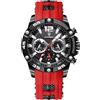 RORIOS Orologio Moda da Uomo Orologio da Polso Silicone Sportivi Orologio Analogico Quarzo Orologio Multifunzione Cronografo Orologio Luminosi Calendario Rosso