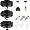 Dasyusuo Lampada a Piastra a Gancio, 3 Pcs Lampadario Vintage a Piastra a Soffitto Usato per Lampadari Cestini di Fiori, Accessori Gancio Lampadario Dotato di una Vite Corrispondente per Supportare 10kg (Nero)
