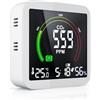 Brandson - Misuratore di CO2 misurazione dell'anidride carbonica PPM - Allarme - Sveglia con Funzione Snooze - Temperatura, Ora, umidità - Batteria Ricaricabile Integrata - Nero