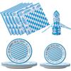 YOLOUP 80 pezzi di stoviglie bavaresi per feste di birra, set di stoviglie bavarese, piatti Bavaria, tovaglioli di carta, colore blu, bianco, decorazione da tavolo, accessori per feste di festa della