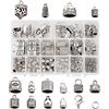 Craftdady - 120 cappucci terminali in stile tibetano, per progetti con colla, cuoio, cordoncini e nappe, 14 stili, per la realizzazione di bracciali Kumihimo e gioielli, colore: argento anticato