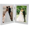 TESSTSY Cornice portafoto doppia 10 x 15 cm, pieghevole, in legno, con vetro, cornice portafoto 2 foto, pieghevole, per scrivania, decorazione della casa (bianco)