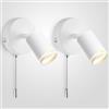 YindaLux 2 Pezzi Applique da Parete Interno - 350°+90°Orientabile - Lampada da Parete con Interruttore - Attacco GU10, Max. 50W - Bianco opaco Applique Per Camera da Letto, Soggiorno - Senza Lampadina