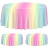 QUERICKY 3 Confezioni Di Tovaglie Arcobaleno Pastello Per Tavolo Rotondo, 220x220cm Copritavolo Rotondo Arcobaleno Pastello Per Ragazze Decorazioni Per Feste Di Compleanno Arcobaleno Festa Principessa