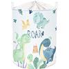 Clastyle Cesta Portabiancheria Animali Dinosauri Foglie Verde per Ragazzi Ragazza Contenitore Giochi Bambini Grande Tondo Pieghevole per Camera da Letto, 40x50 cm