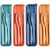 IDISON 4 Set di Posate Riutilizzabili Portatile, Posate da Viaggio, Posate in Plastica Rigida Lavabili, Adatte per Scuola, Picnic, Ufficio, Pranzo