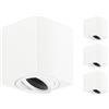 GeyouLux Faretti GU10 da Soffitto Bianco, 80x84mm Faretti da Superficie Quadrati, Orientabili 30°, Plafoniera 230V con Attacco GU10, Spot in Alluminio, Senza Lampadine, 4 Pezzi