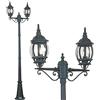 BAKAJI Lampione Vittoriano Classico da Giardino in Alluminio Lampada Lanterna Colore Grigio Finitura Anticata Verde Bronzo IP44 E27 (2 Luci 200 cm)