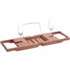 Wintem Vassoio Porta Calici e Portaoggetti per Vasca da Bagno in Legno - Mensola Estensibile da 70 a 105cm, Ideale per Essere Adattata ad Ogni Vasca da Bagno - per un Bagno in Totale Relax