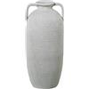 DRW Vaso da pavimento con manici in ceramica bianca sabbia 19 x 19 x 50 cm