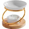 ZEN ARÔME Hula - Bruciatore di profumi e fondanten in metallo ceramica e legno, stile minimalista e aromaterapia, facile da usare - Atmosfera profumata - Oggetto artigianale elegante - 50 ml - H 10,5 cm -