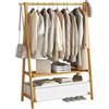 EMHKNLD Appendiabiti da Terra in Legno,Stand Appendiabiti Legno salvaspazio, con Ganci Rimovibili, per Vestiti,Cappelli,Borse e Scatola per Scarpe, Naturale 116X40X159cm (2 Ganci)
