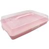 VIRSUS Porta Torte RETTANGOLARE in plastica, misura 43x30x10 cm, Contenitore con coperchio trasparente, portatorte 4 chiusure di sicurezza, per la conservazione di dolci e torte -6778F (Rosa)