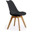 SHIITO | Modello Otto - Sedia da pranzo in stile nordico | 47 x 42 x 84 - Colore nero | Design semplice ed elegante | con gambe in faggio