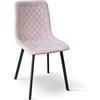KONTE.DESIGN Set di 4 sedie NOHO in velluto rosa e gambe in metallo antracite