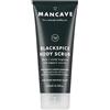 ManCave Blackspice - Scrub per il corpo da uomo, 200 ml, aroma caldo e legnoso, esfoliare e detergere la pelle con pomice e polvere di carbone, formula naturale, vegano, prodotto in Inghilterra
