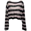 Generic Nero E Rosso A Righe Del Maglione Delle Donne Lavorato A Maglia A Righe A Maniche Lunghe Girocollo, Rosa, Taglia Unica